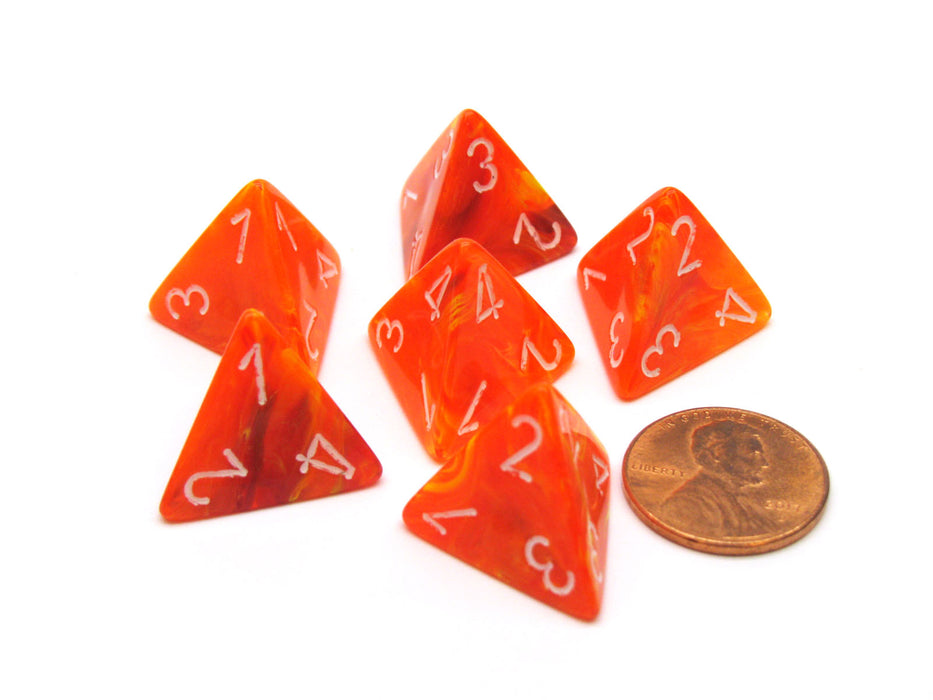 Vortex 18mm 4 Sided D4 Chessex Dice, 6 Pieces - Solar with White