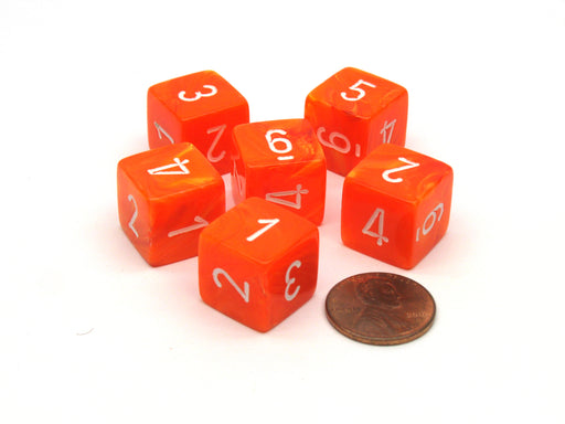 Vortex 15mm D6 Polyhedral Chessex Dice, 6 Pieces - Solar with White Numbers