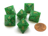 Vortex 15mm 8 Sided D8 Chessex Dice, 6 Pieces - Green with Gold