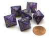 Vortex 15mm 8 Sided D8 Chessex Dice, 6 Pieces - Purple with Gold