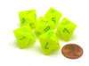 Vortex 15mm 8 Sided D8 Chessex Dice, 6 Pieces - Electric Yellow with Green