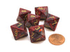 Vortex 15mm 8 Sided D8 Chessex Dice, 6 Pieces - Burgundy with Gold