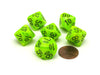 Vortex 16mm Tens D10 (00-90) Chessex Dice, 6 Pieces - Bright Green with Black