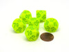 Vortex 16mm Tens D10 (00-90) Chessex Dice, 6 Pieces - Electric Yellow with Green