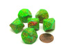 Vortex 16mm Tens D10 (00-90) Chessex Dice, 6 Pieces - Slime with Yellow Numbers