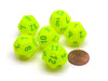 Vortex 18mm 12 Sided D12 Chessex Dice, 6 Pieces - Electric Yellow with Green