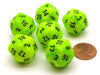 Vortex 20mm 20 Sided D20 Chessex Dice, 6 Pieces - Bright Green with Black