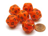 Vortex 20mm 20 Sided D20 Chessex Dice, 6 Pieces - Orange with Black Numbers