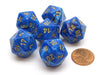 Vortex 20mm 20 Sided D20 Chessex Dice, 6 Pieces - Blue with Gold Numbers