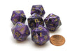 Vortex 20mm 20 Sided D20 Chessex Dice, 6 Pieces - Purple with Gold Numbers