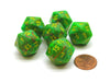 Vortex 20mm 20 Sided D20 Chessex Dice, 6 Pieces - Slime with Yellow Numbers