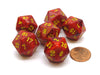 Vortex 20mm 20 Sided D20 Chessex Dice, 6 Pieces - Red with Yellow Numbers