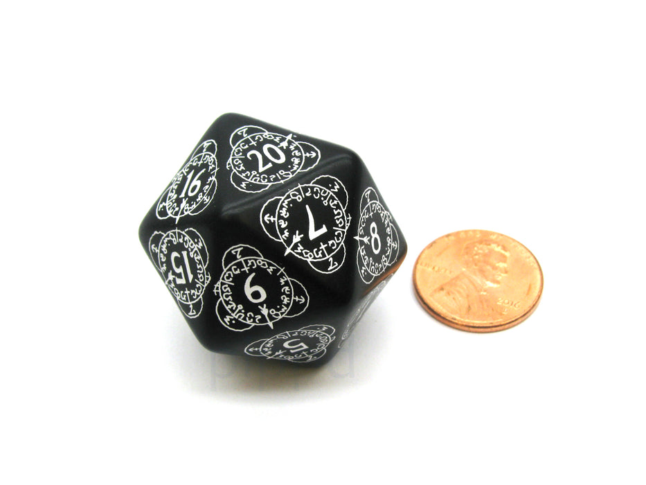 Q-Workshop CG Level Counter D20 Dice - Black with White Etches