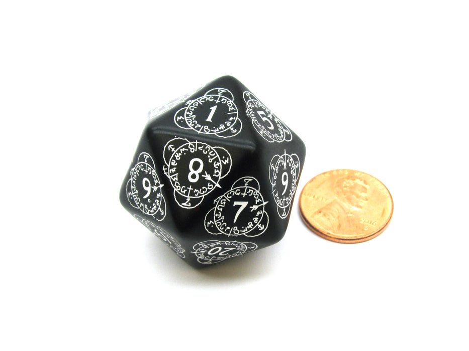 Q-Workshop CG Level Counter D20 Dice - Black with White Etches
