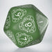 Q-Workshop CG Level Counter D20 Dice - Green with White Etches