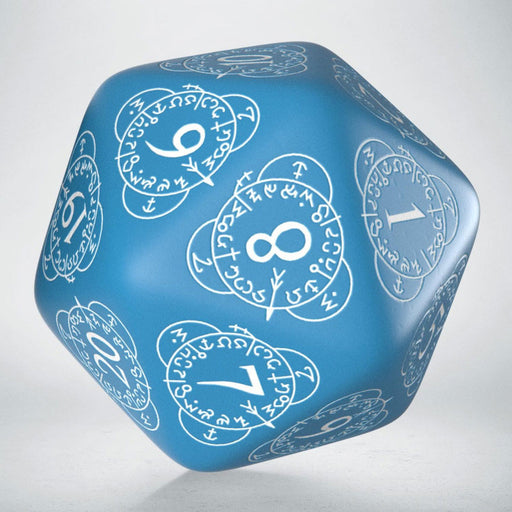 Q-Workshop CG Level Counter D20 Dice - Blue with White Etches