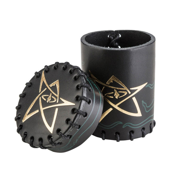 Call of Cthulhu Leather Dice Cup - Black/Green with Gold Leather