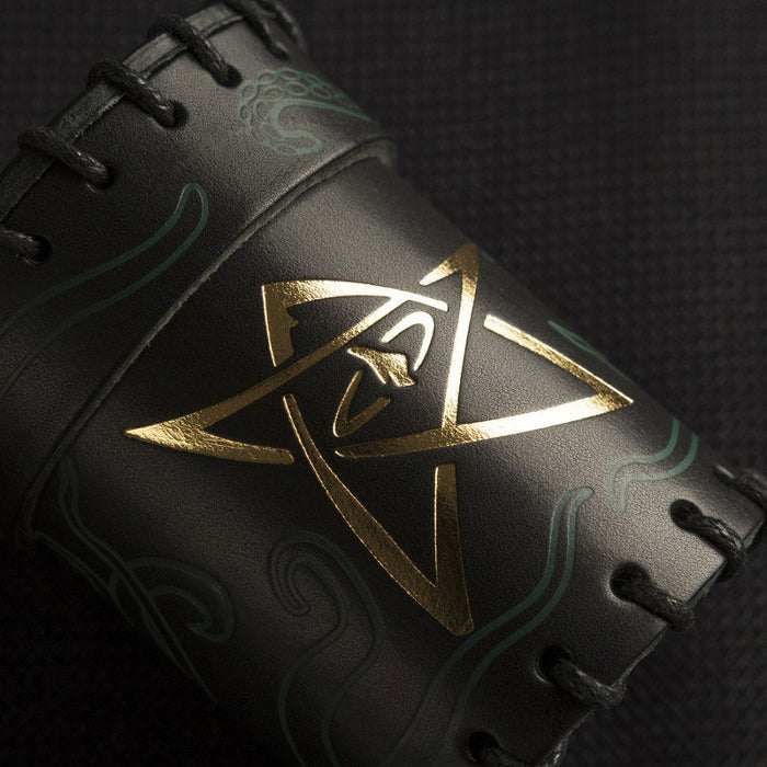 Call of Cthulhu Leather Dice Cup - Black/Green with Gold Leather