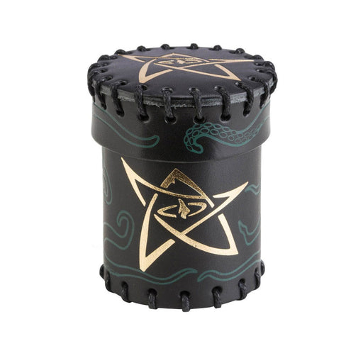 Call of Cthulhu Leather Dice Cup - Black/Green with Gold Leather