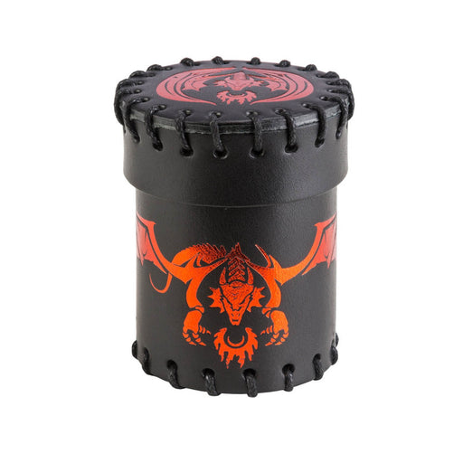Q-Workshop Dice Cup - Flying Dragon Black with Red Leather