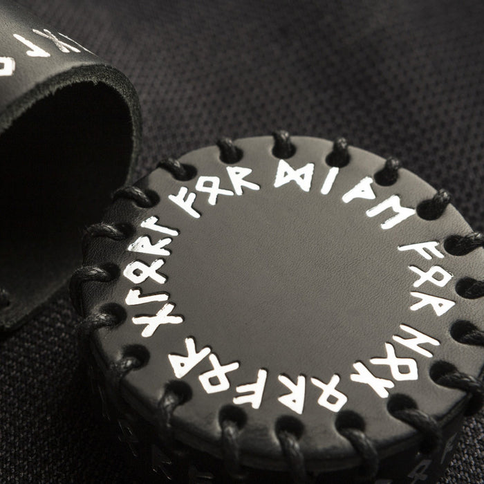 Q-Workshop Dice Cup - Runic Black Leather