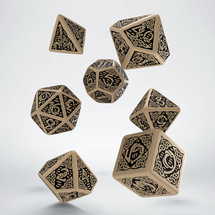 Celtic Dice Set 3D Beige/Black Set (7)