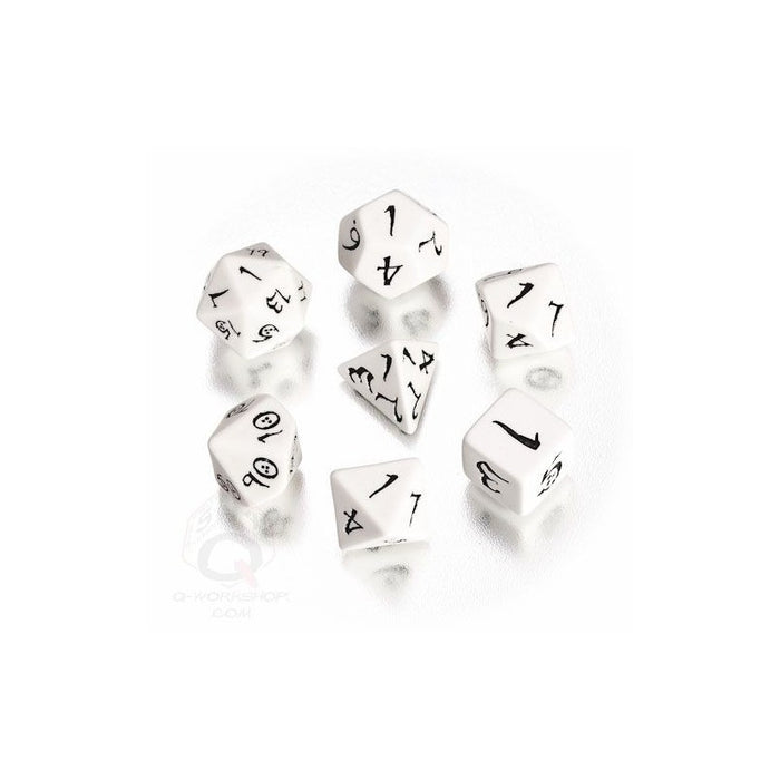 Q-Workshop Classic RPG Dice Set White with Black Etches (7 Piece Set)