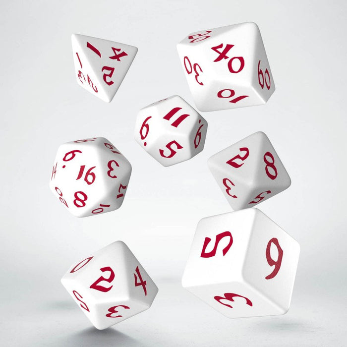Classic Runic 7 Piece Polyhedral Dice Set - White & Red