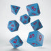 Classic Runic 7 Piece Polyhedral Dice Set - Blue & Red