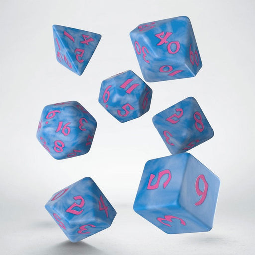 Classic Runic 7 Piece Polyhedral Dice Set - Glacier & Pink