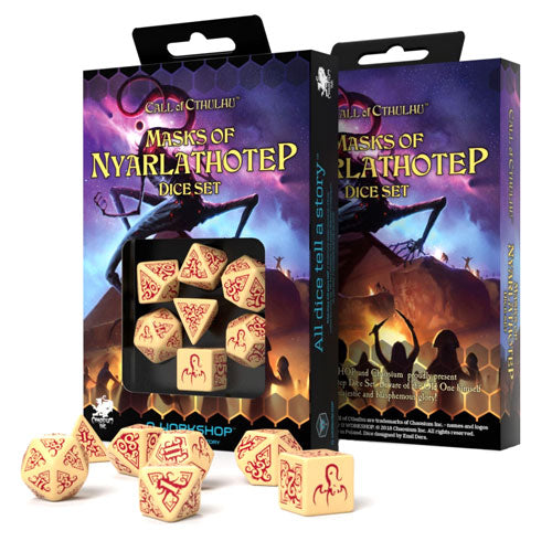 Call of Cthulhu: Masks of Nyarlathotep (7 Piece Set) - Ivory with Red Etches