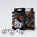 Q-Workshop Dragons Dice Set White with Black Etches (7 Piece Set)
