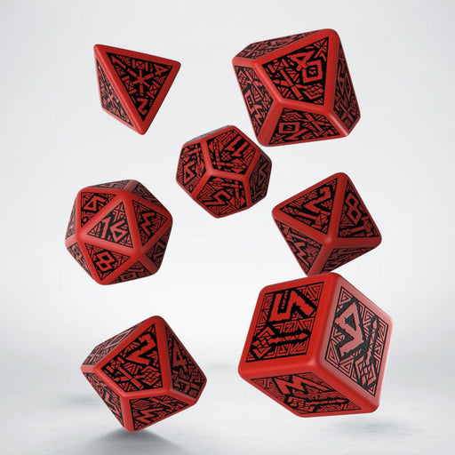 Q-Workshop Dwarven Dice Set Red with Black Etches (7 Piece Set)