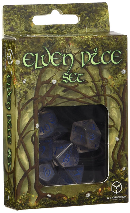 Q-Workshop Elvish Dice Set Transparent/Blue (7 Piece Set)