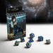 Q-Workshop Galactic Dice Set: Navy Blue with Yellow (7 Polyhedral Dice)