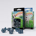 Llama 7 Piece Polyhedral RPG Dice Set - Shimmering, Glittering Dark Blue with White Numbers