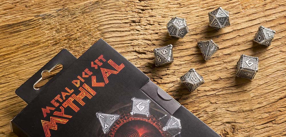 Metal 7 Piece Polyhedral Dice Set - Mythical