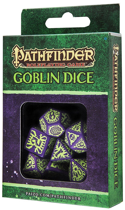 Q-Workshop Pathfinder Goblin Purple with Green Etches Dice Set (7 Piece Set)