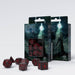 Q-Workshop Polyhedral Runic Dice Set - Black with Red Etches (7 Piece Set)