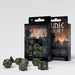 Q-Workshop Runic Dice Set Black with Glow-in-the-Dark Etches (7 Pieces Set)