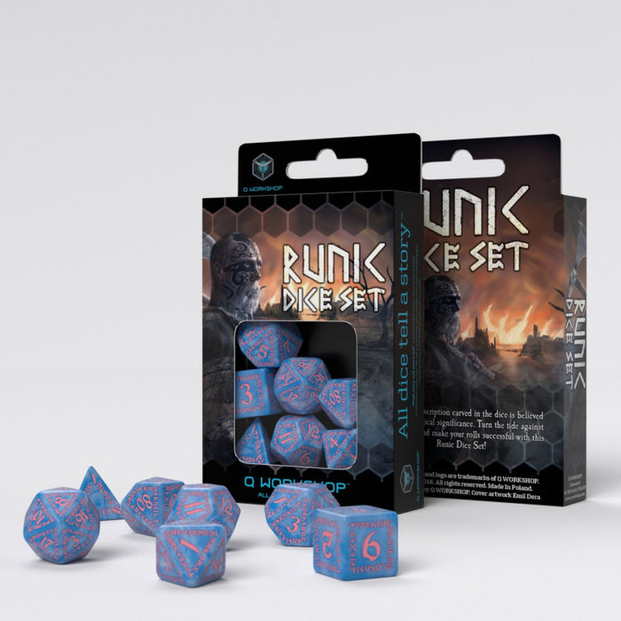 Q-Workshop Runic Dice Set Glacier with Pink (7 Pieces)