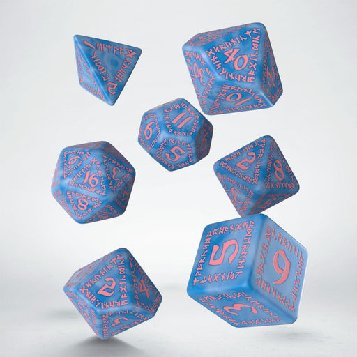 Q-Workshop Runic Dice Set Glacier with Pink (7 Pieces)