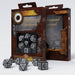 Q-Workshop Steampunk Clockwork Dice Set Black with White Etches (7 Piece Set)