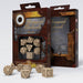Q-Workshop Steampunk Clockwork Dice Set Beige with Brown Etches (7 Piece Set)