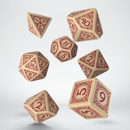 Q-Workshop Viking Dice Set Beige with Brown (7 Piece Set)