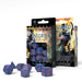 Q-Workshop Wizard Dice Set - Navy Blue with Orange Etches (7 Polyhedral Dice)