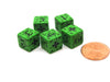 Battle Dice German 11mm D6 6-Sided 5 Piece Set - Green with Black Etches