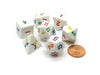 Set of 7 Polyhedral RPG Dice -D4, D6, D8, D10 x 2, D12, D20- White w/ Multicolor