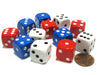 Set of 12 D6 Round Corner 16mm Patriotic USA Dice - 4 Each of Red White & Blue