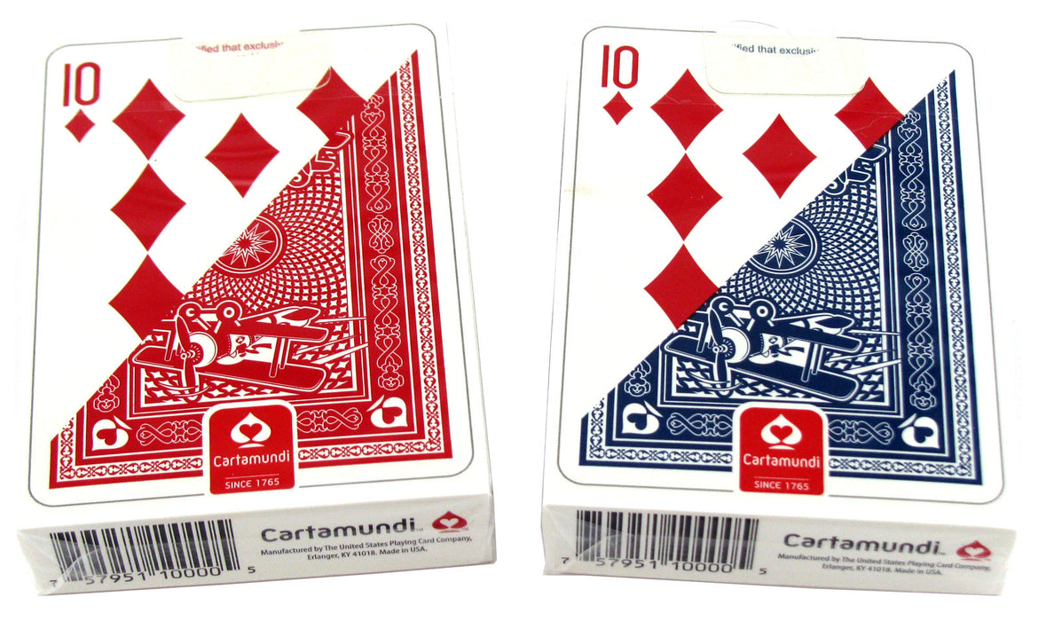 Ace Standard Size Playing Cards with Standard Faces - 6 Red Decks, 6 Blue Decks